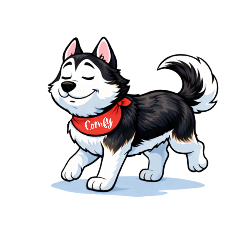 Comfy the mascot trotting along